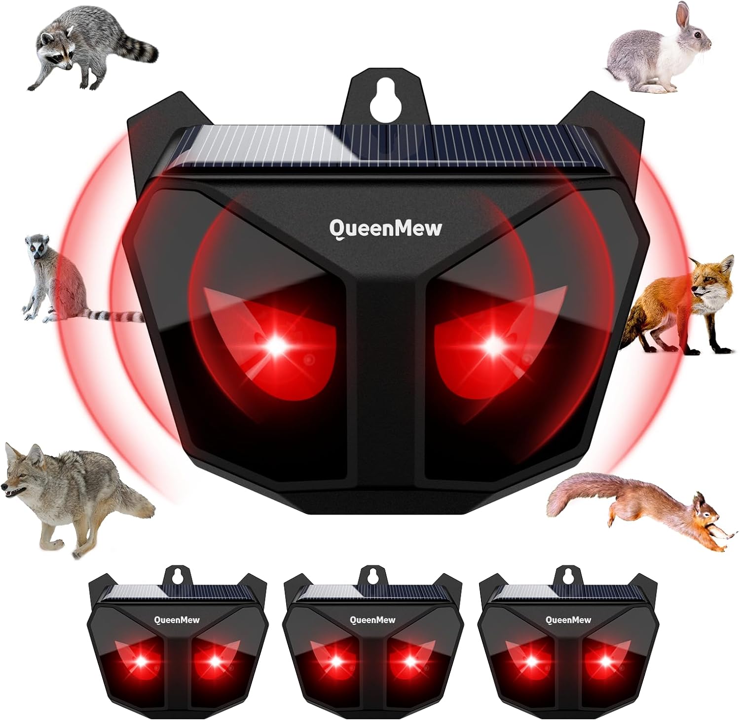 Ultraschall-solar-außengerät Zur Insektenabwehr Mit Roten Led-blitzlichtern, 4er-pack (18 Khz)