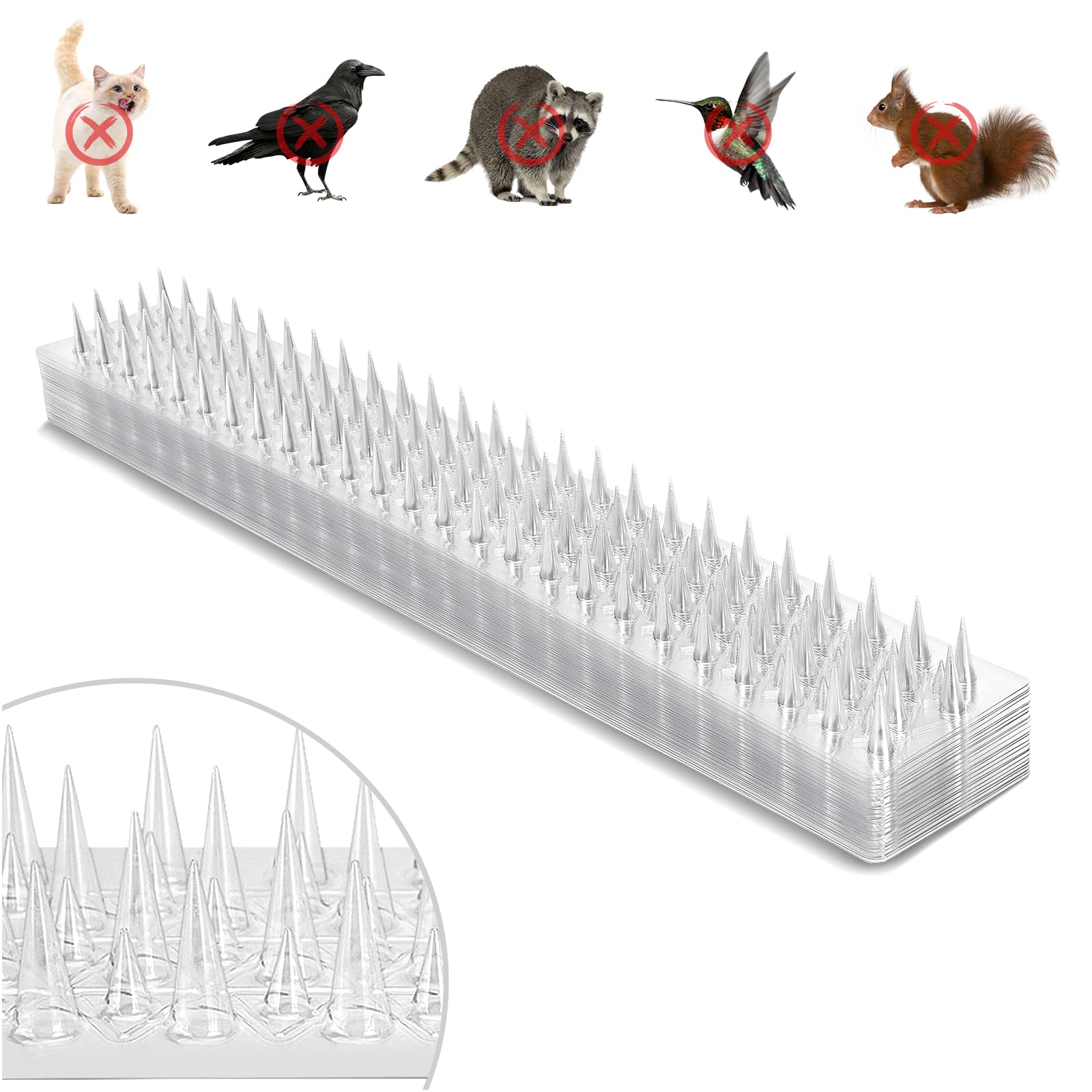 Verbesserter Transparenter Pvc-vogelabwehrstreifen Mit Langen Und Kurzen Spikes, Packung Mit 24 Stück (transparent)