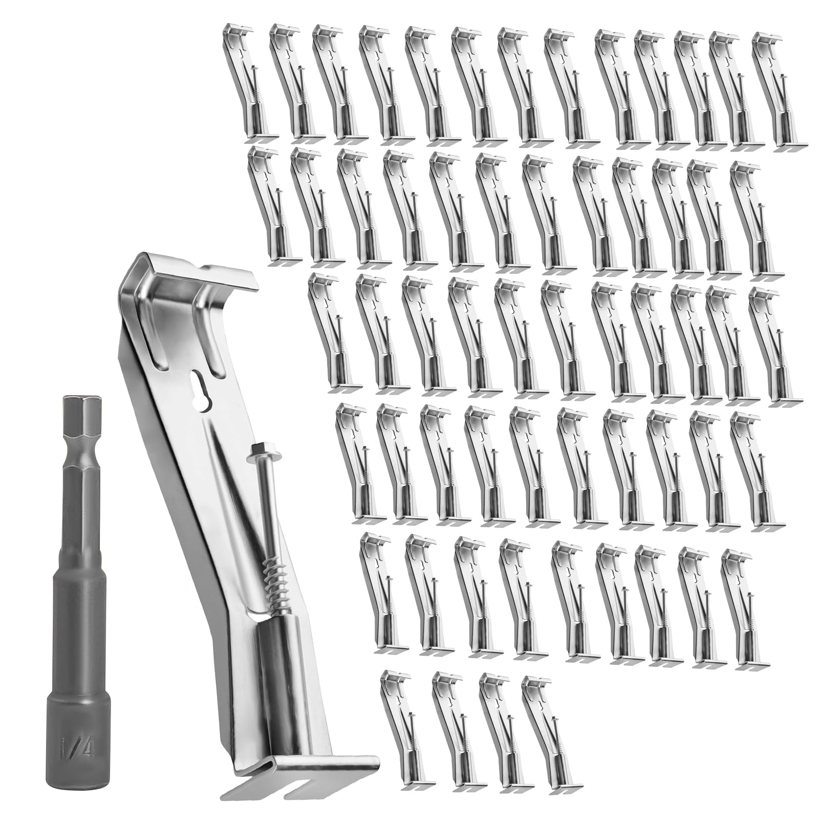 Packung Mit 25 Dachrinnenhalterungen (12,7 Cm / 5 Zoll) Mit Verdeckter Befestigung, Schnellverschlussschraube Und Clip Zur Reparatur Durchhängender K-förmiger Aluminium-dachrinnen. Bohrer Im Lieferumf