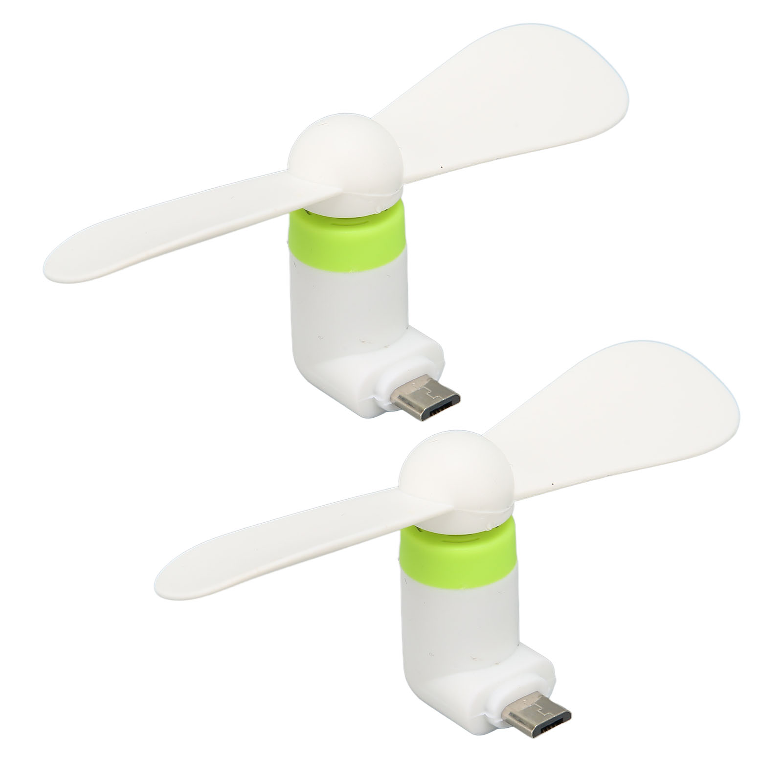 Lot De 2 Mini Ventilateurs Pour Téléphone Portable 2 En 1, Compatibles Avec Les Interfaces Micro Usb Et Usb-c, Blancs.