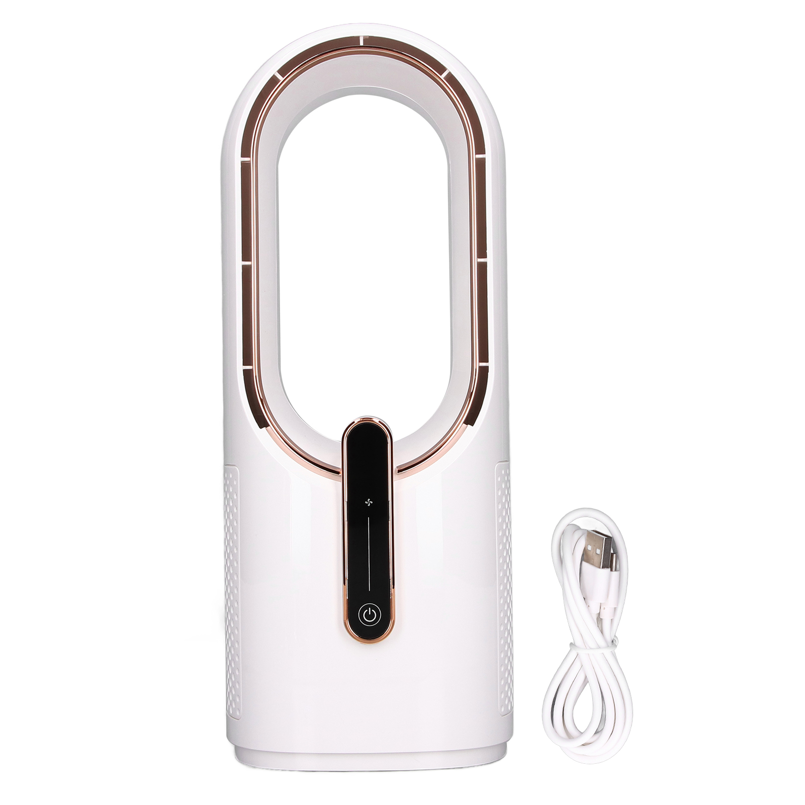 Mini Ventilateur Sans Pales Avec 3 Vitesses De Refroidissement, Commande Tactile, Rechargeable Par Usb, Pour Chambre Ou Bureau.
