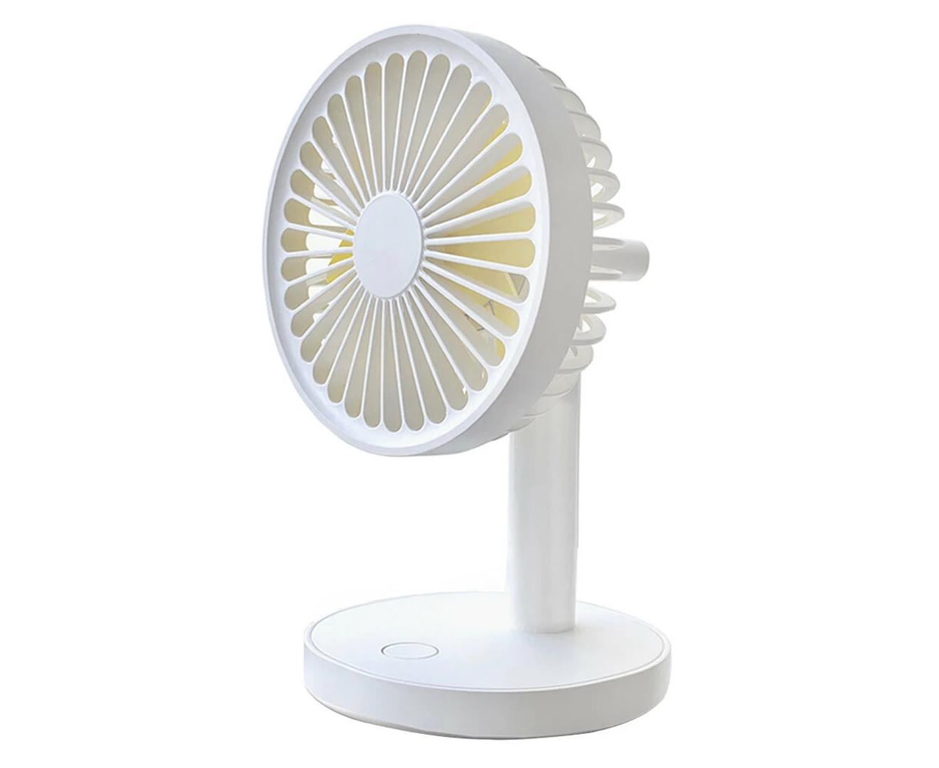 Ventilateur De Bureau/de Voyage Portable Rechargeable Usb Sansai Avec Veilleuse Blanche