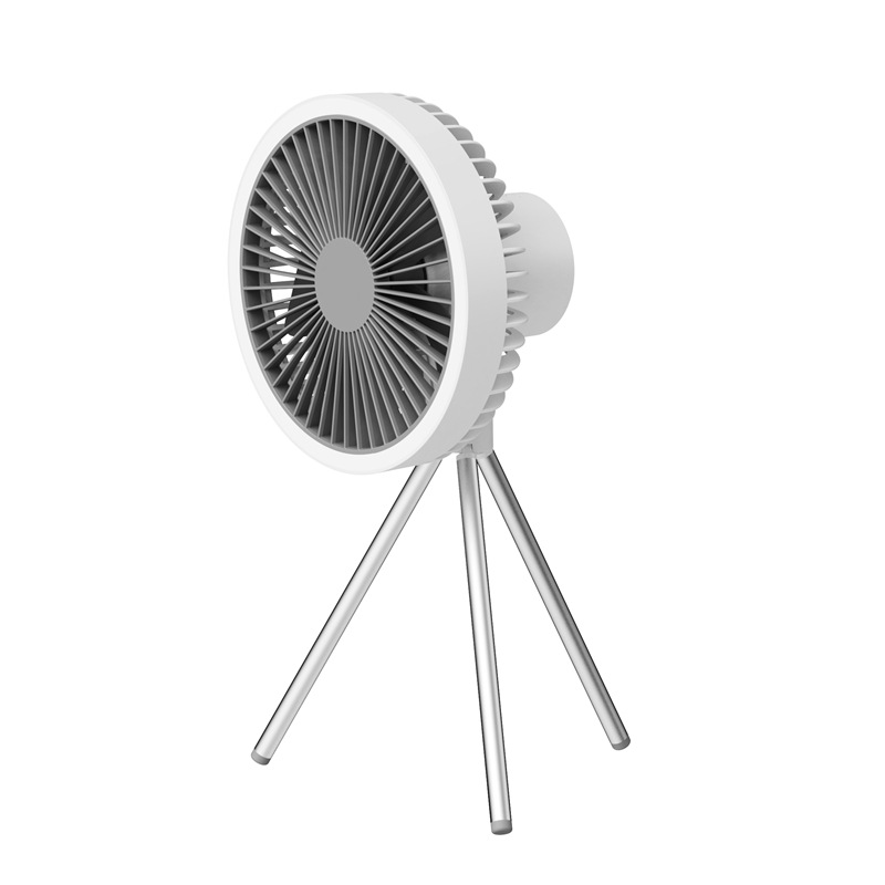 Ventilateur Led 7 Pouces 3 Vitesses, Trépied, Bureau, Éclairage Led 10000 Mah, Rechargeable Usb, Sans Fil, Batterie Externe Secours (blanc)