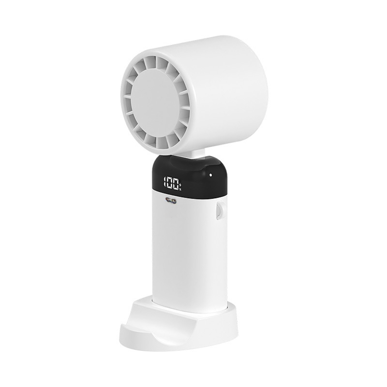 Ventilateur De Cou/bureau Avec Réglage Vertical 90°, Batterie 3600 Mah, 3 Vitesses, Support Téléphone, Écran D'Affichage Batterie (blanc)