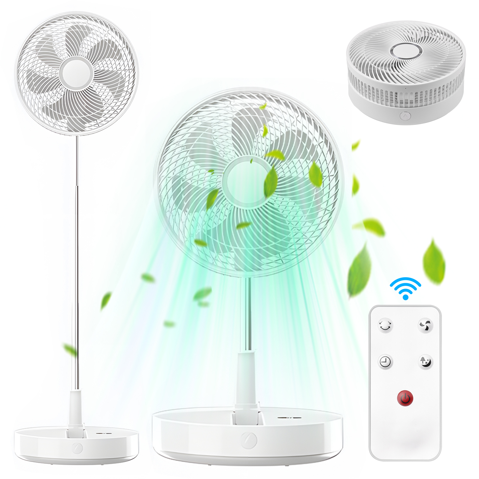 Ventilateur Oscillant 30 Cm Avec Télécommande, Batterie Rechargeable 10800 Mah, Hauteur Réglable, 8 Vitesses, Silencieux, Minuterie