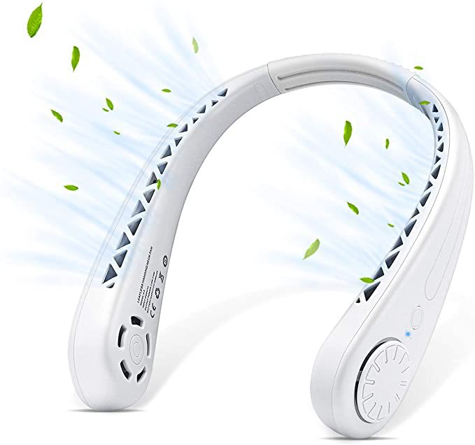 Ventilateur De Cou Pliable Et Silencieux Sans Pales, Mini Ventilateur Portable Pour Sports D'Été Et Activités De Plein Air, Blanc