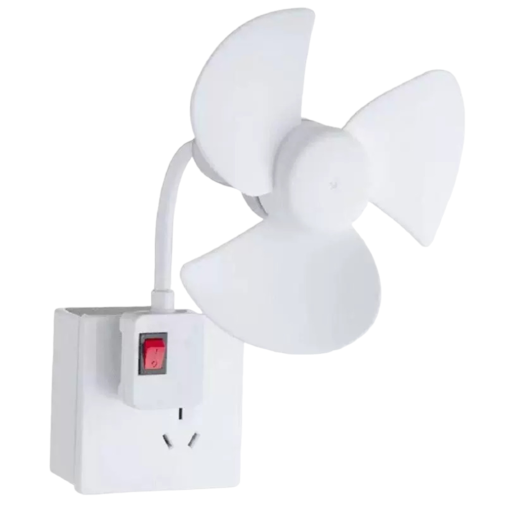 Ventilateur À Prise Silencieuse, Rotation 360°, Installation Facile, Prise Triple + Adaptateur Standard Européen.