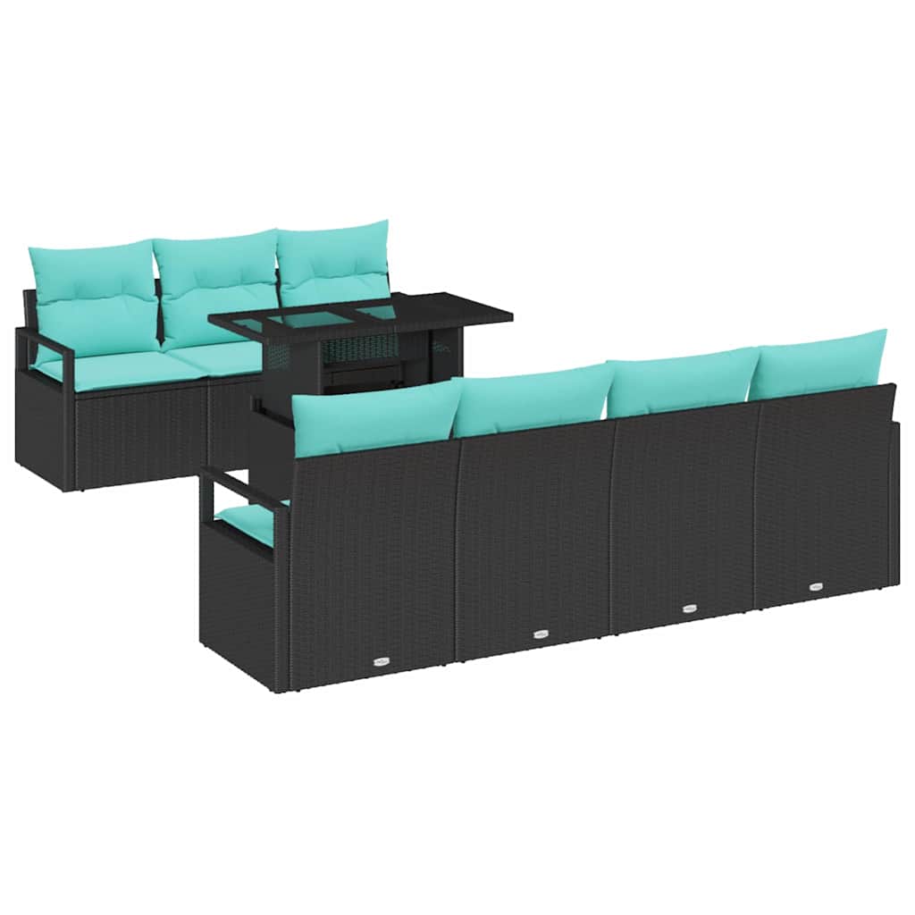 Maison Exclusive - Gartensofa-set 8 Stk. 7-sitzer Schwarz Und Bla