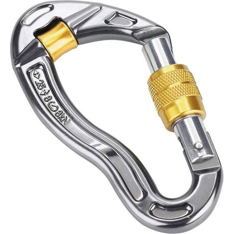Verriegelbarer Schraubkarabiner, 25 Kn Torsionsfestigkeit, Robust Und Geeignet Zum Klettern, Abseilen Und Bergsteigen, Gelb