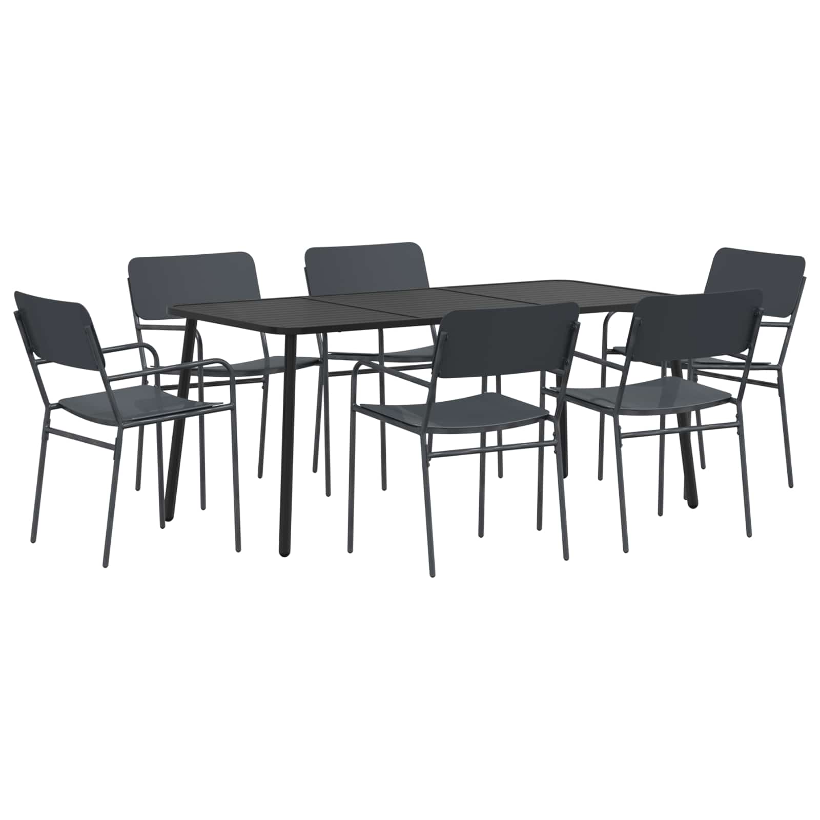 Essgruppe 7 Stk. Anthrazit 165 X 80 X 72 Cm Stahl Vidaxl