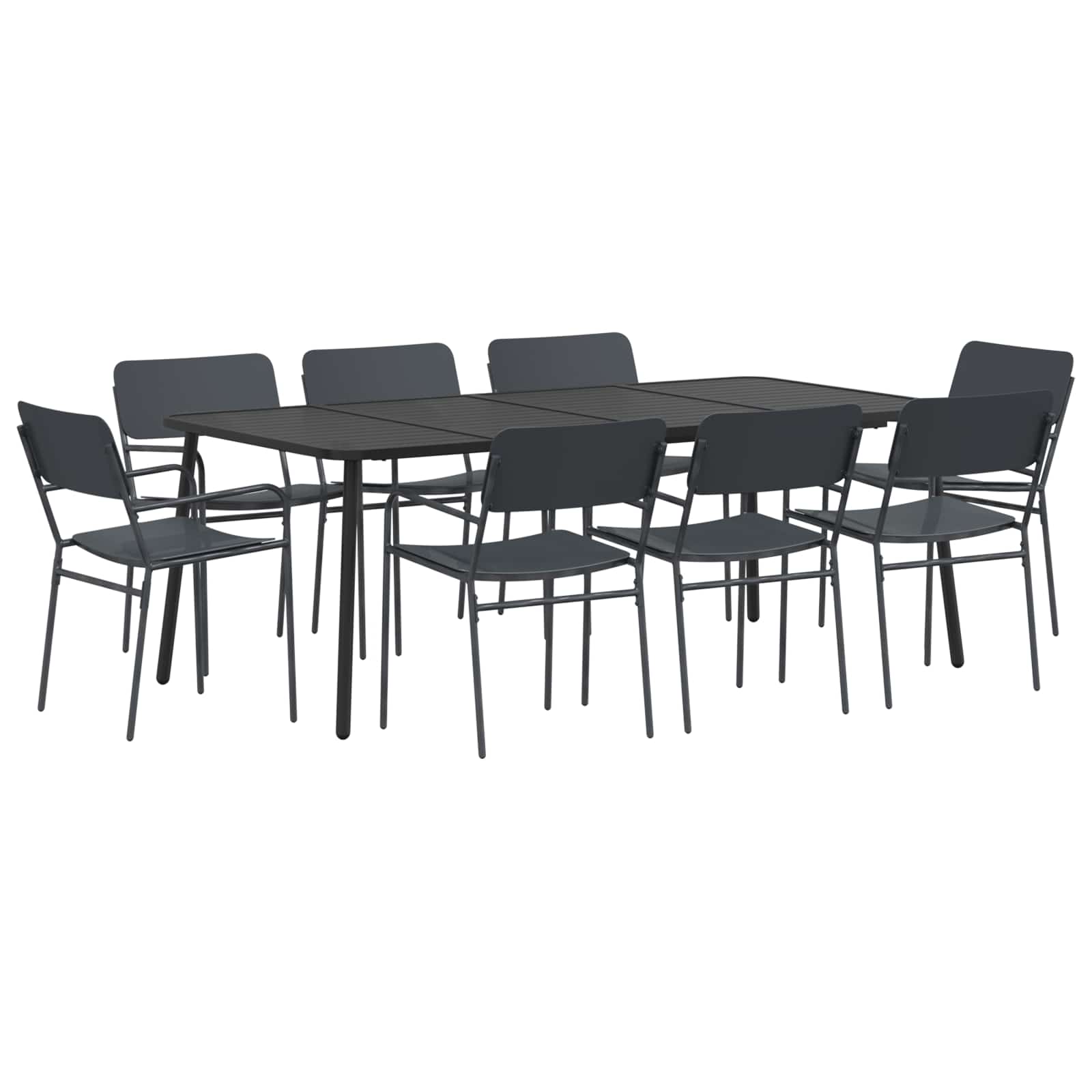 Essgruppe 9 Stk. Anthrazit 200 X 100 X 72 Cm Stahl Vidaxl
