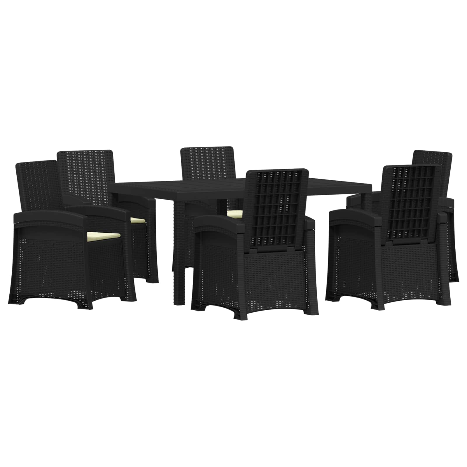 Garten Essgruppe 7 Stk. Anthrazit Und Creme 150 Cm Pp Vidaxl