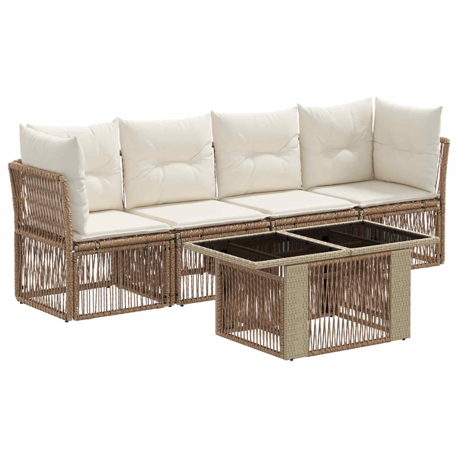 Gartensofa-set 5 Stk. Beige 100 X 55 X 73 Cm Poly-rattan Vidaxl