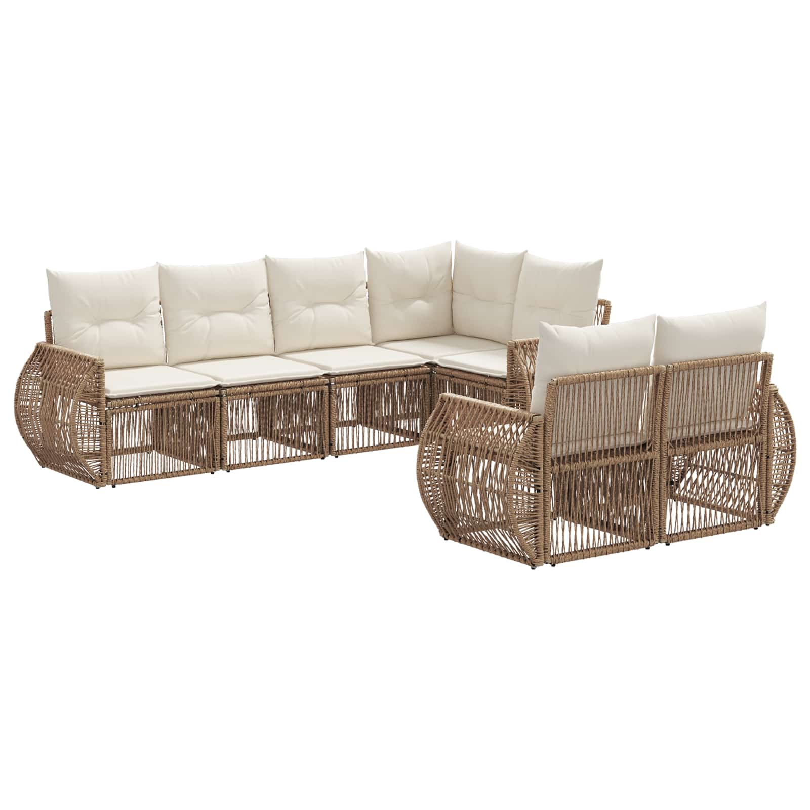 Gartensofa-set 7 Stk. 7-sitzer Beige Und Cremeweiß Poly-rattan Vidaxl
