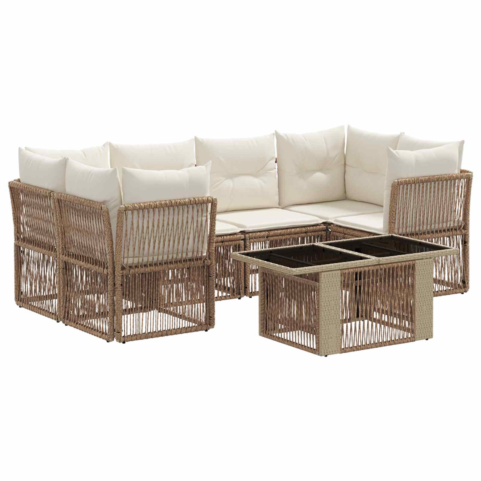 Gartensofa-set 7 Stk. Beige 100 X 55 X 73 Cm Poly-rattan Vidaxl