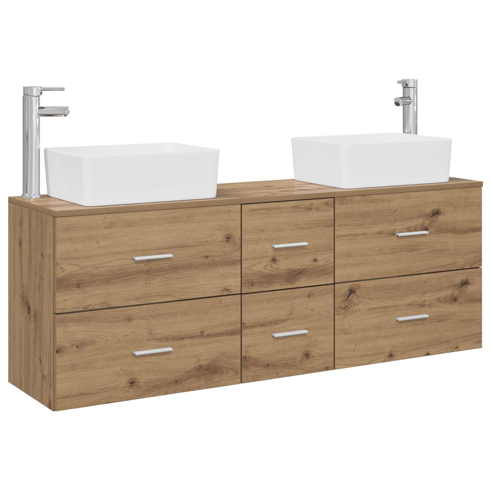 Badezimmerschrank-set 3 Stk. Artisan-eiche 136 X 35 X 80 Cm Vidaxl