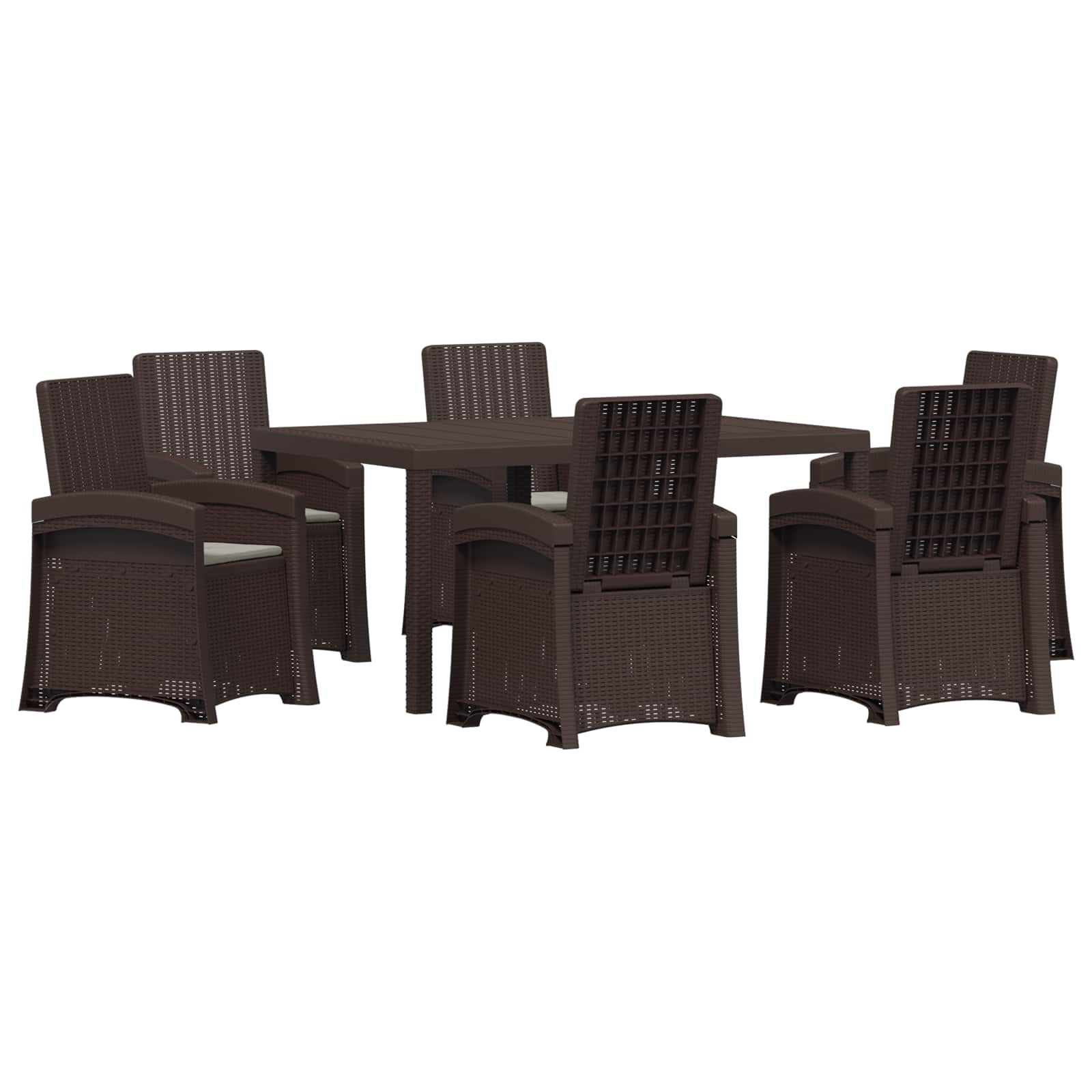 Garten Essgruppe 7 Stk. Braun Und Hellgrau 150 Cm Pp Vidaxl