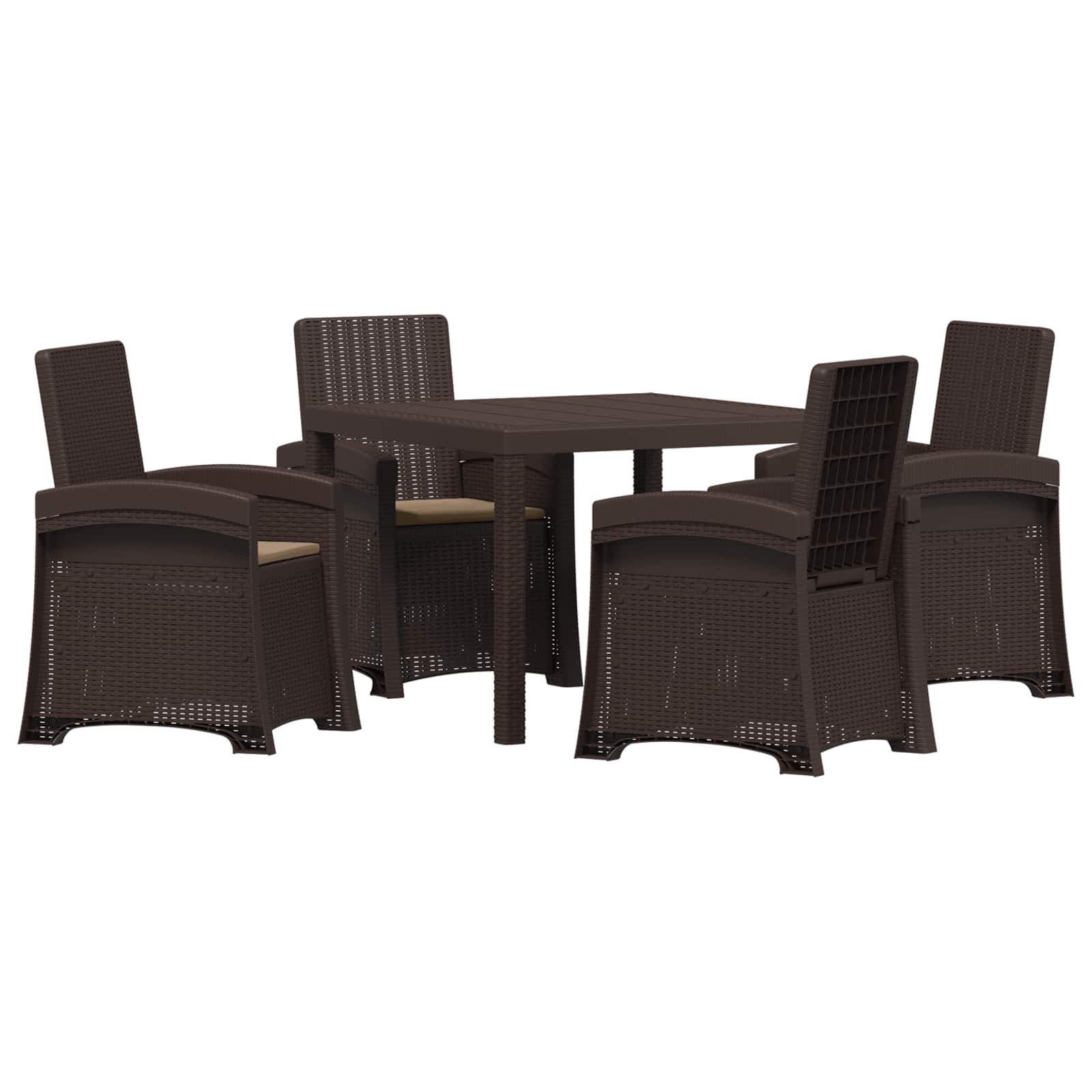 Garten Essgruppe 5 Stk. Braun Und Taupe 100 Cm Pp Vidaxl
