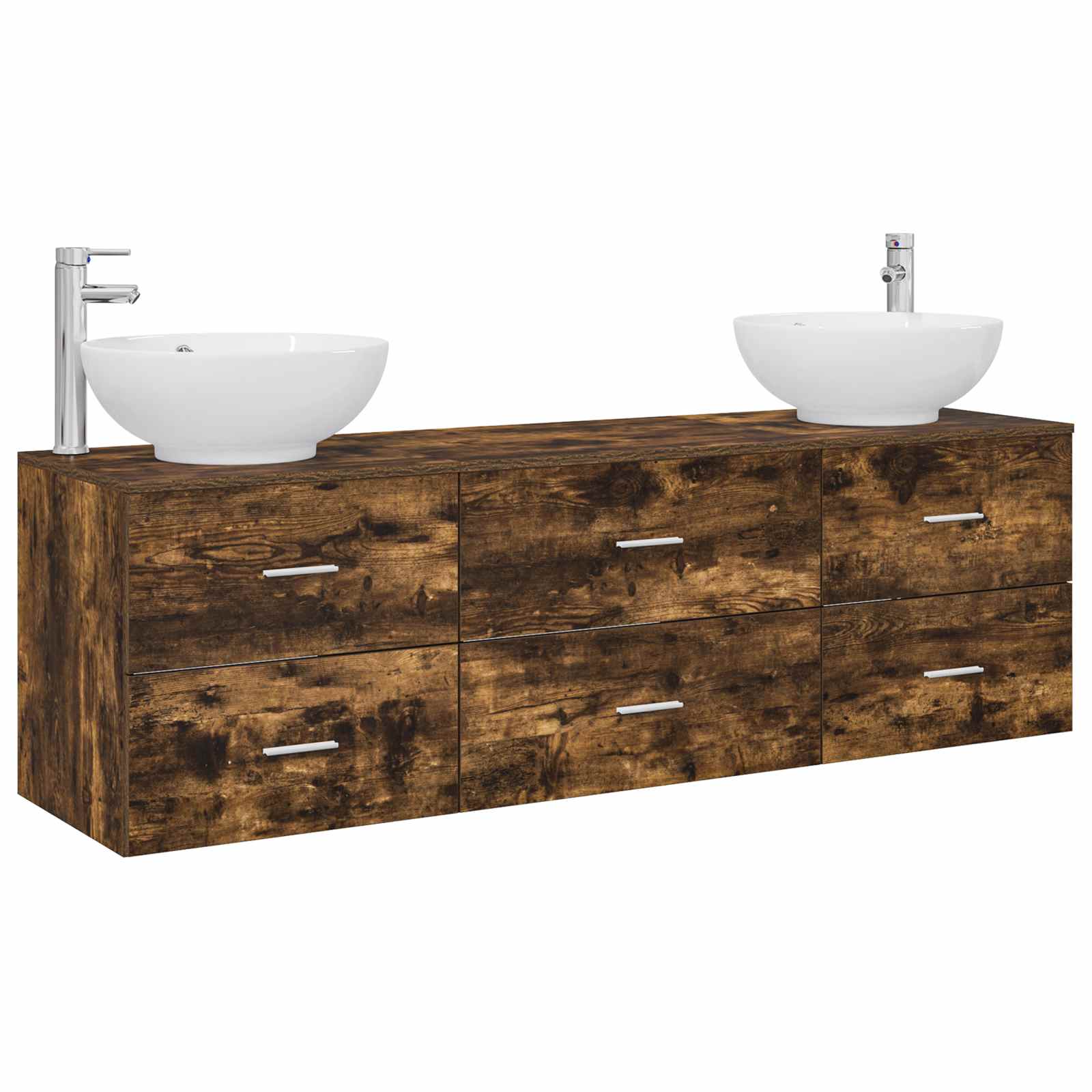 Badezimmermöbel-set 3 Stk. Geräucherte Eiche 161 X 44,5 X 80 Cm Vidaxl