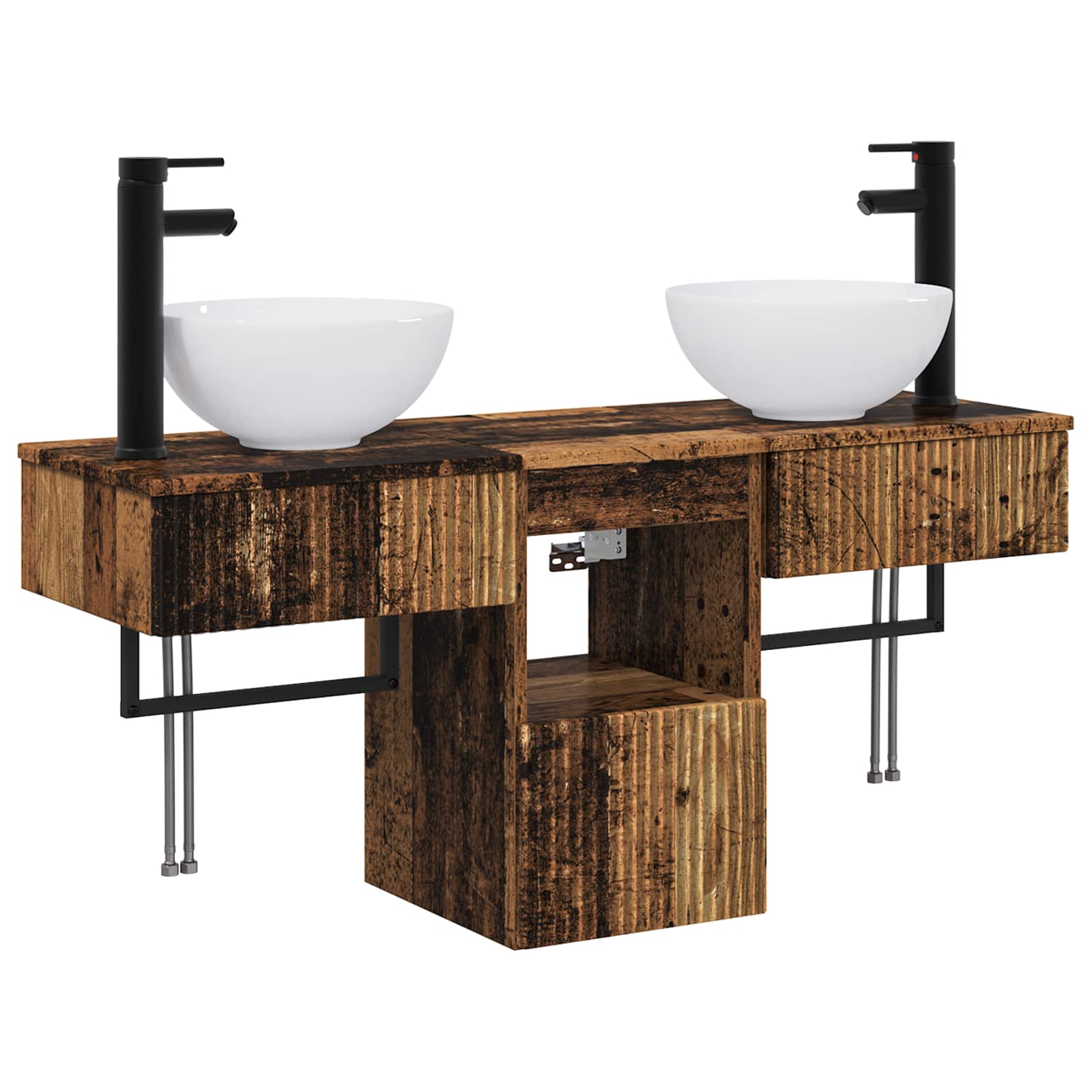 Badezimmermöbel-set 3 Stk. Altholz 40 X 41 X 56 Cm Vidaxl