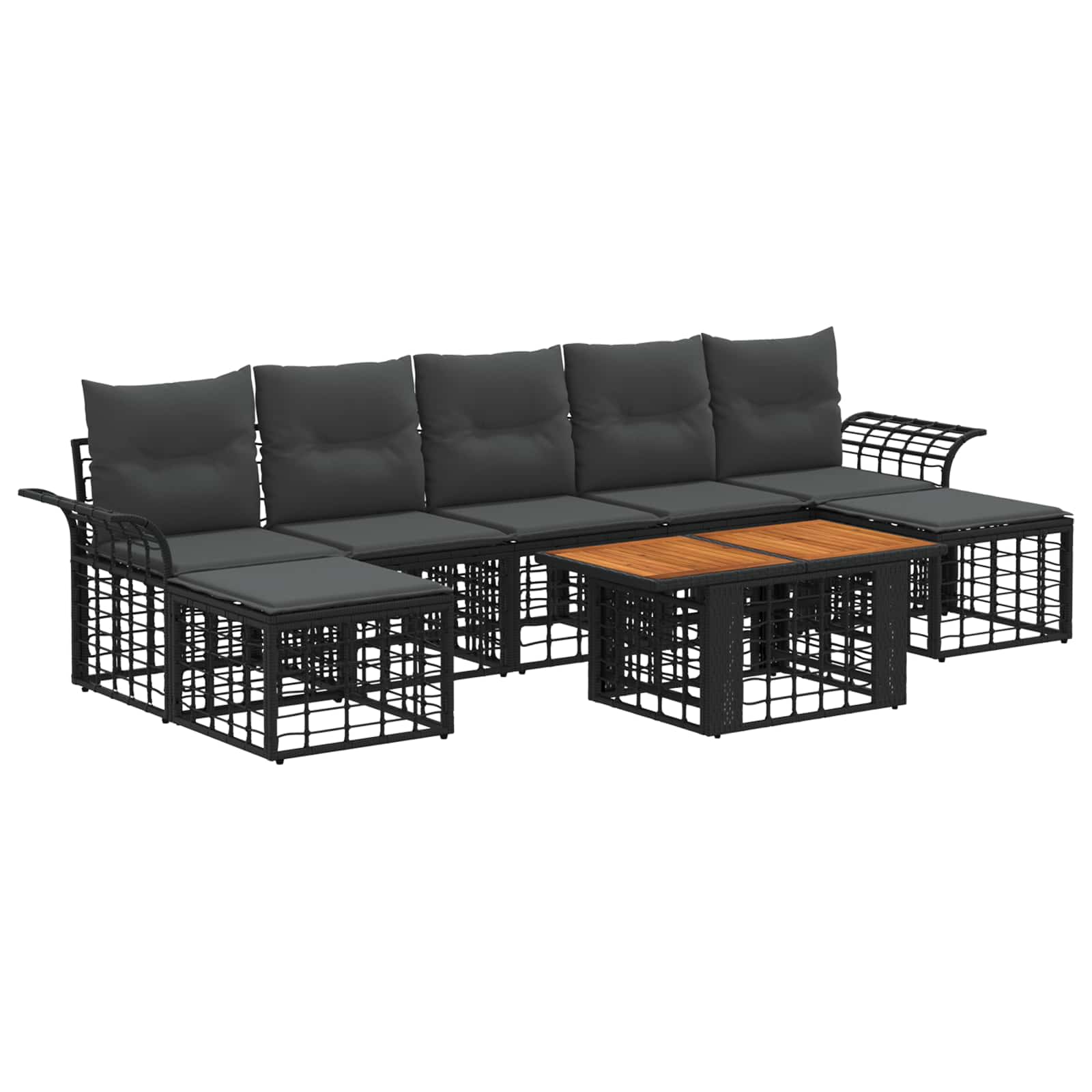 Gartensofa-set 8 Stk. Schwarz Und Dunkelgrau 100 X 55 X 73 Cm Vidaxl