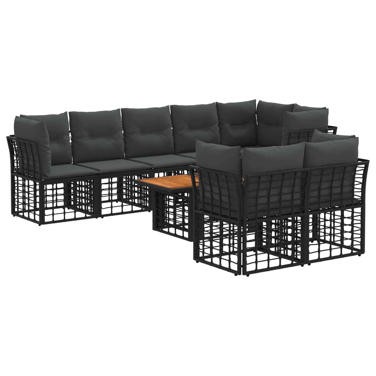 Gartensofa-set 9 Stk. Schwarz Und Dunkelgrau 100 X 55 X 73 Cm Vidaxl