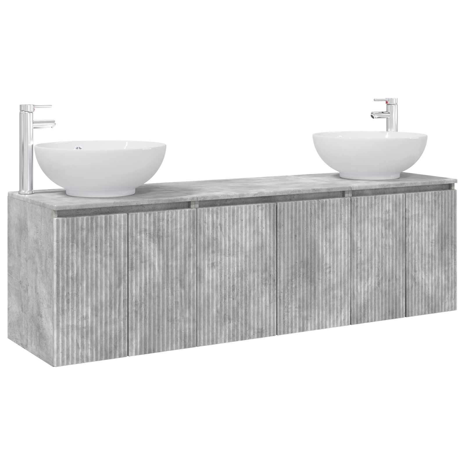 Badezimmerschrank-set 3 Stk. Betongrau 161,5 X 44,5 X 80 Cm Vidaxl