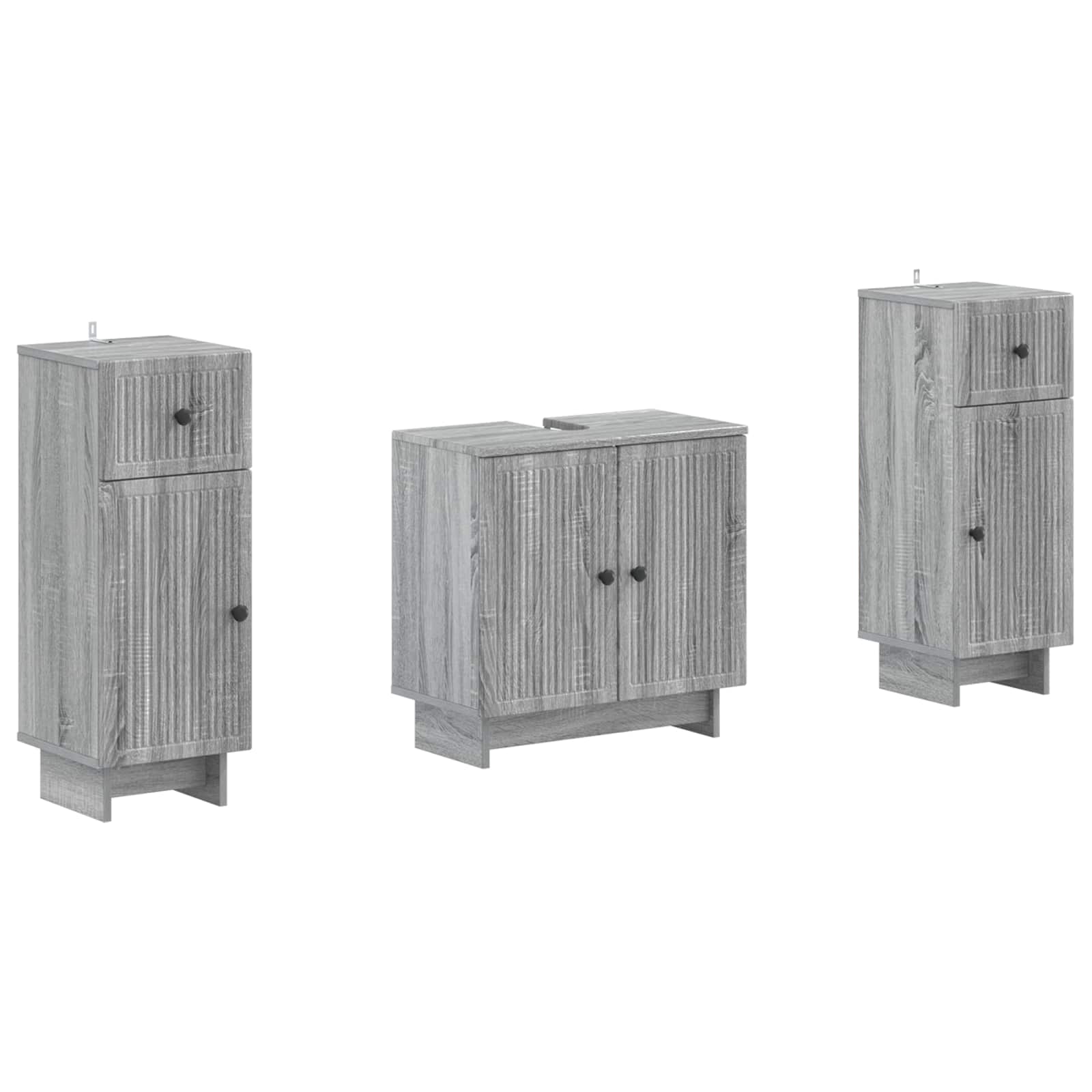 3-teiliges Badezimmer-schranksystem Ede 3 Stk. Sonoma-grau Vidaxl