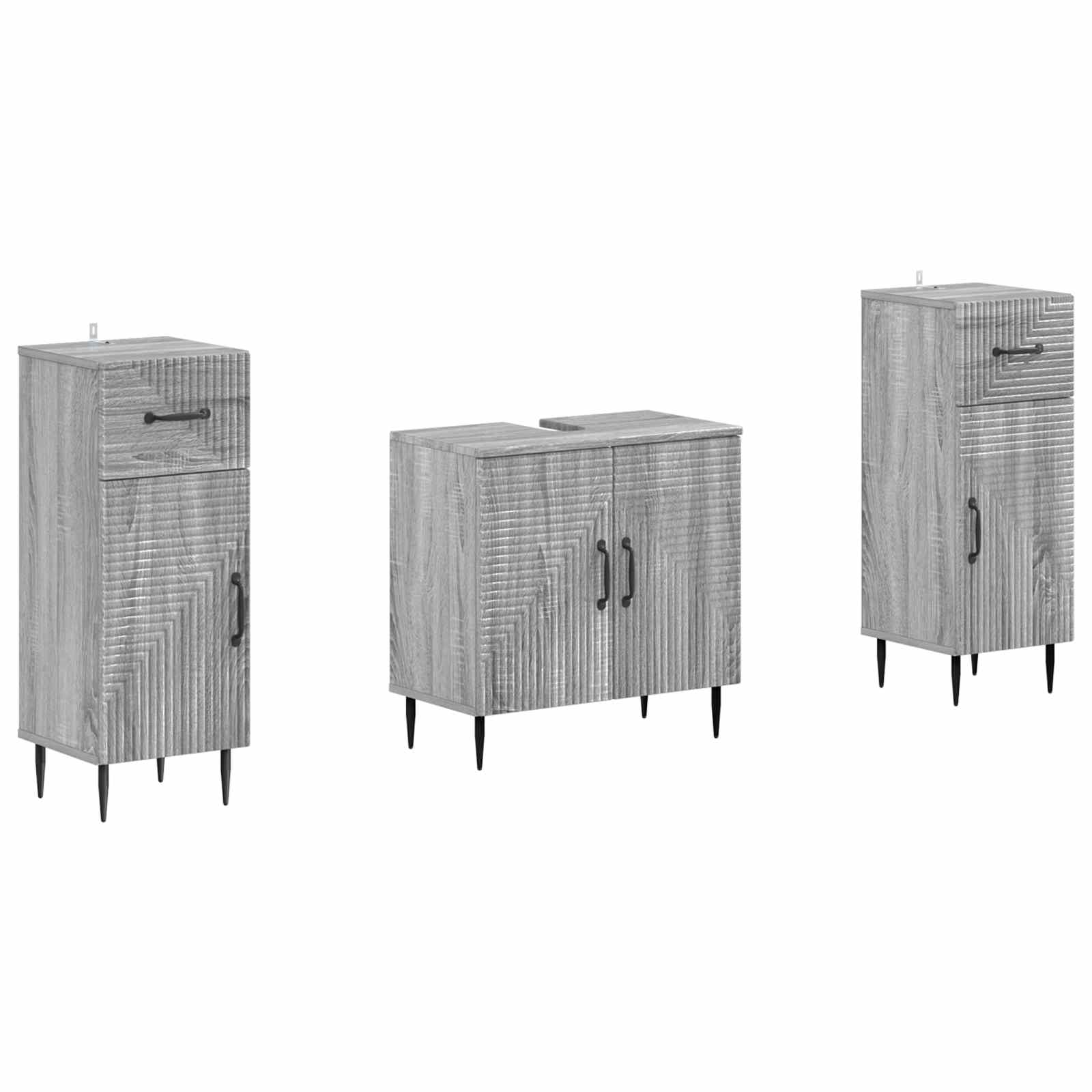 3-teiliges Badezimmer-schranksystem Haarlem 3 Stk. Sonoma-grau Vidaxl
