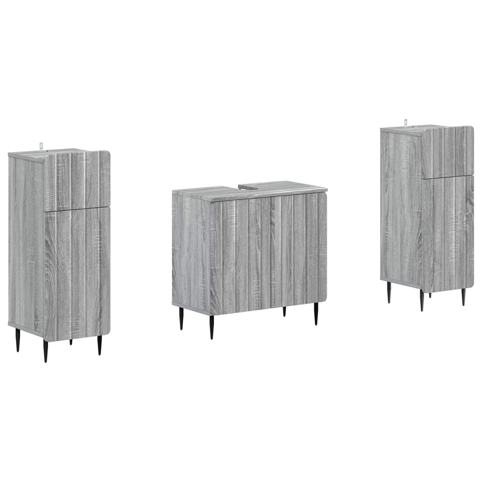 3-teiliges Badezimmer-schranksystem Zwolle 3 Stk. Sonoma-grau Vidaxl