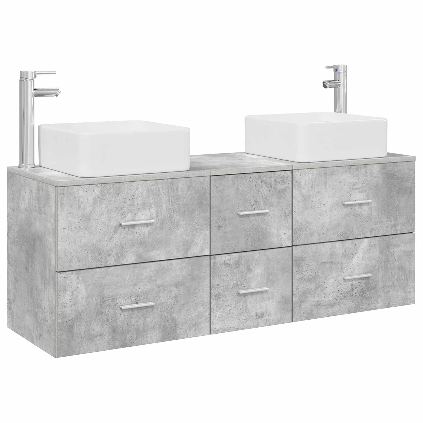 Badezimmerschrank-set 3 Stk. Betongrau 129 X 41 X 80 Cm Vidaxl