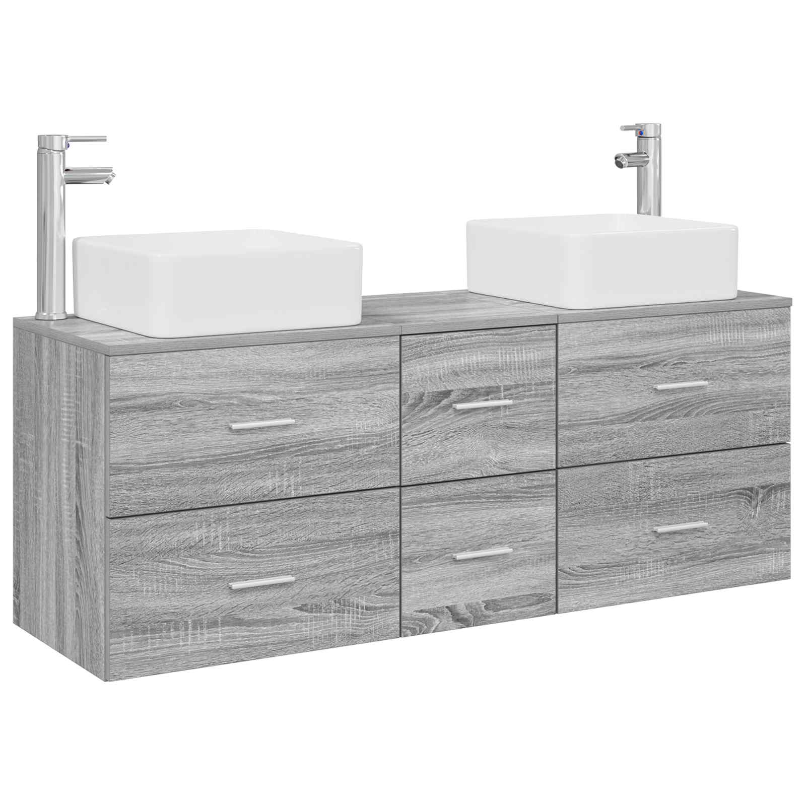 Badezimmerschrank-set 3 Stk. Grau Sonoma 129 X 41 X 80 Cm Vidaxl