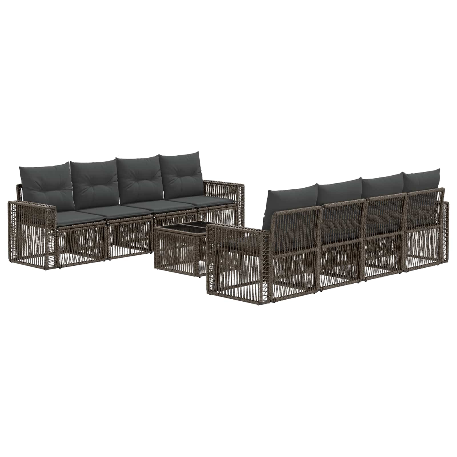 Gartensofa-set 9 Stk. Grau 55 X 55 X 37 Cm Poly-rattan Vidaxl