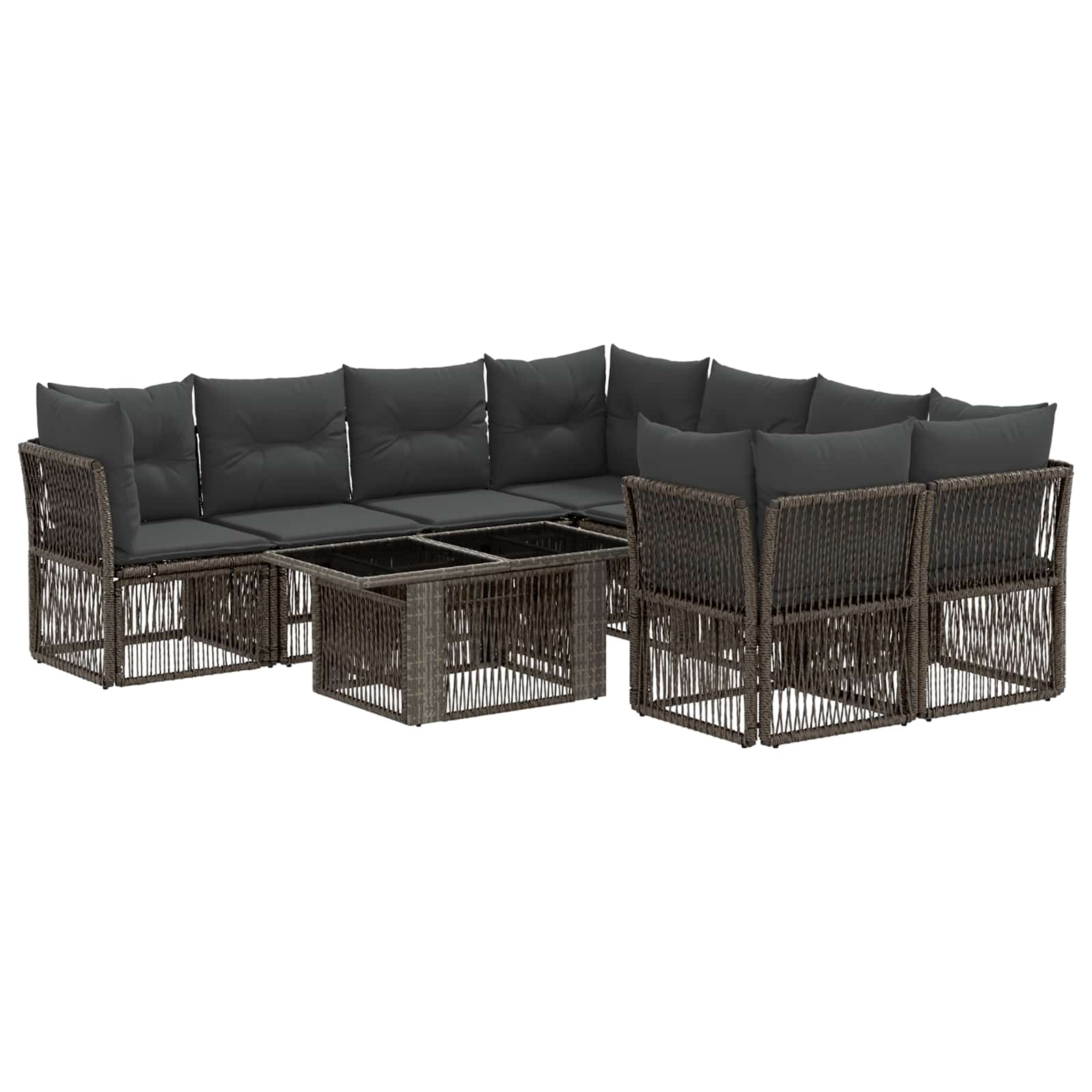 Gartensofa-set 9 Stk. Grau 100 X 55 X 73 Cm Poly-rattan Vidaxl