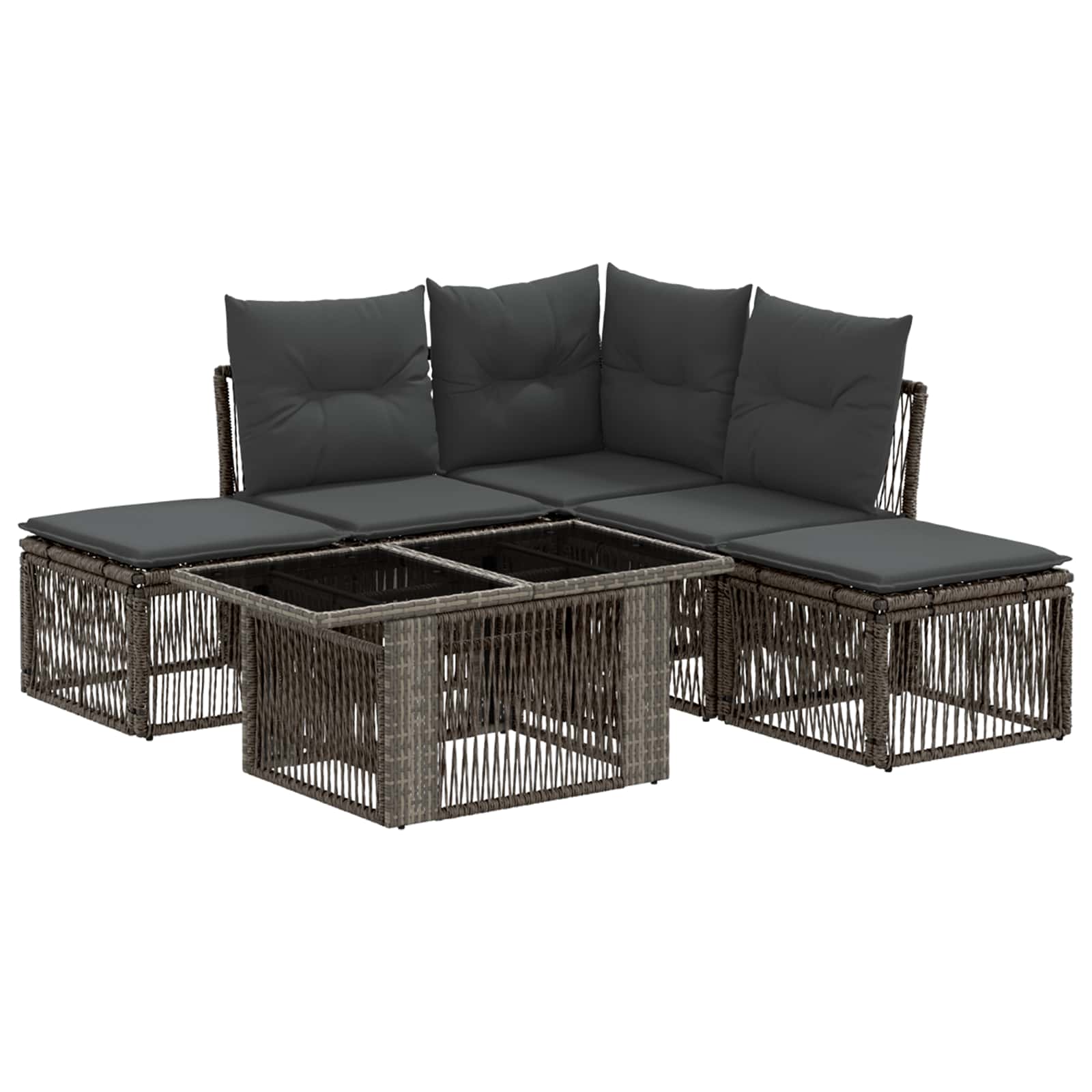 Gartensofa-set 6 Stk. Grau 100 X 55 X 73 Cm Poly-rattan Vidaxl
