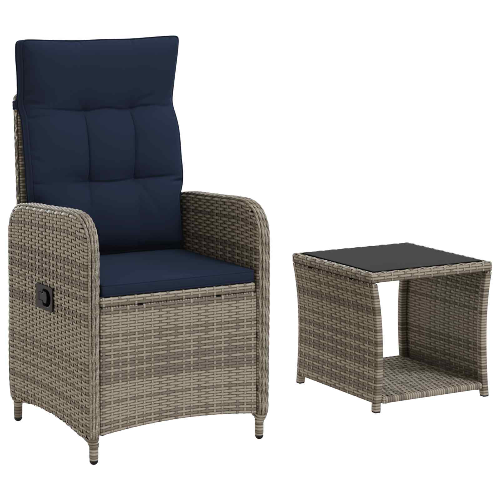 Garten-lounge-set 2 Stk. Grey And Navy Blue 45 X 45 X 40 Cm Vidaxl