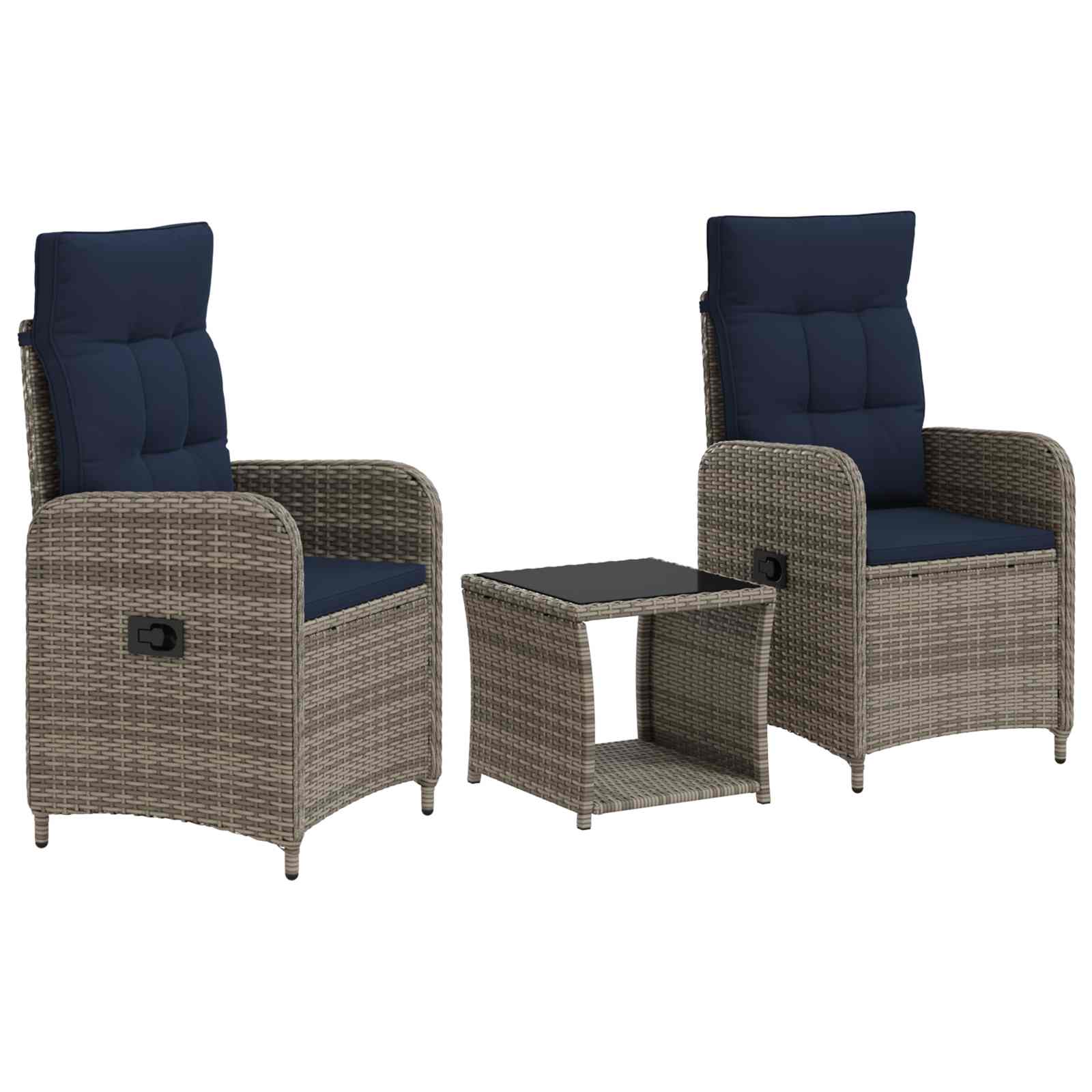 Garten-lounge-set 3 Stk. Grey And Navy Blue 45 X 45 X 40 Cm Vidaxl