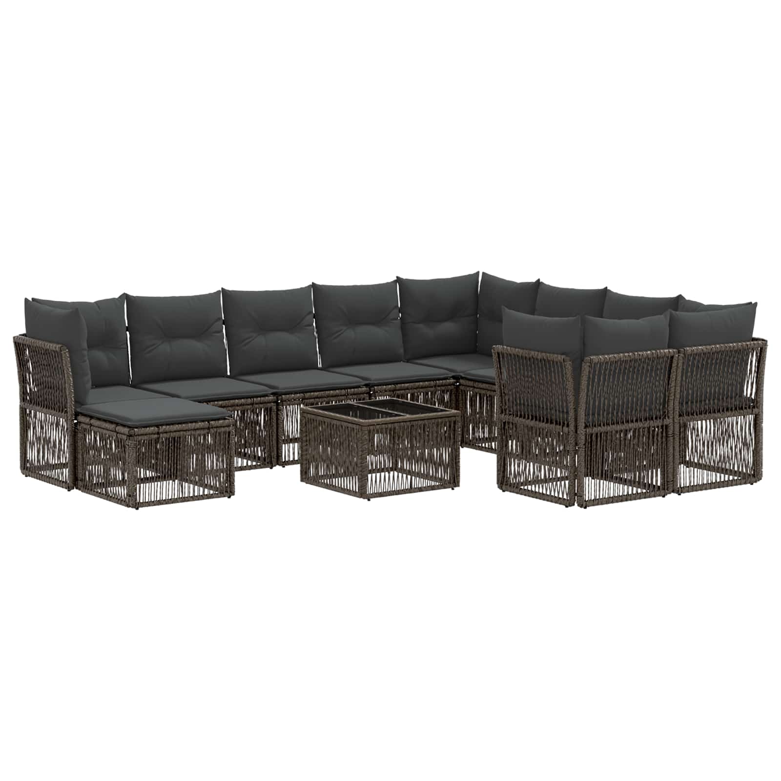 Gartensofa-set 11 Stk. Grau 55 X 55 X 37 Cm Poly-rattan Vidaxl