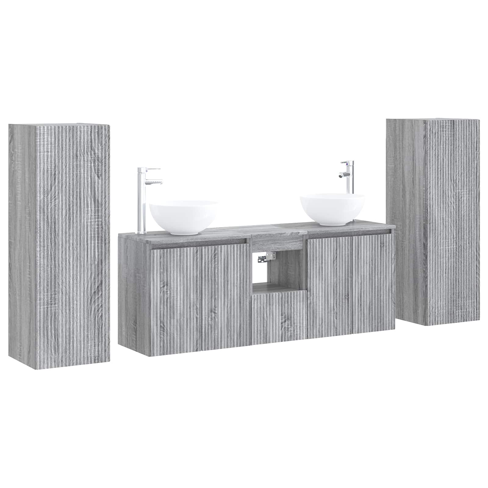 Badezimmermöbel-set 5 Stk. Grau Sonoma 195 X 35 X 100 Cm Vidaxl
