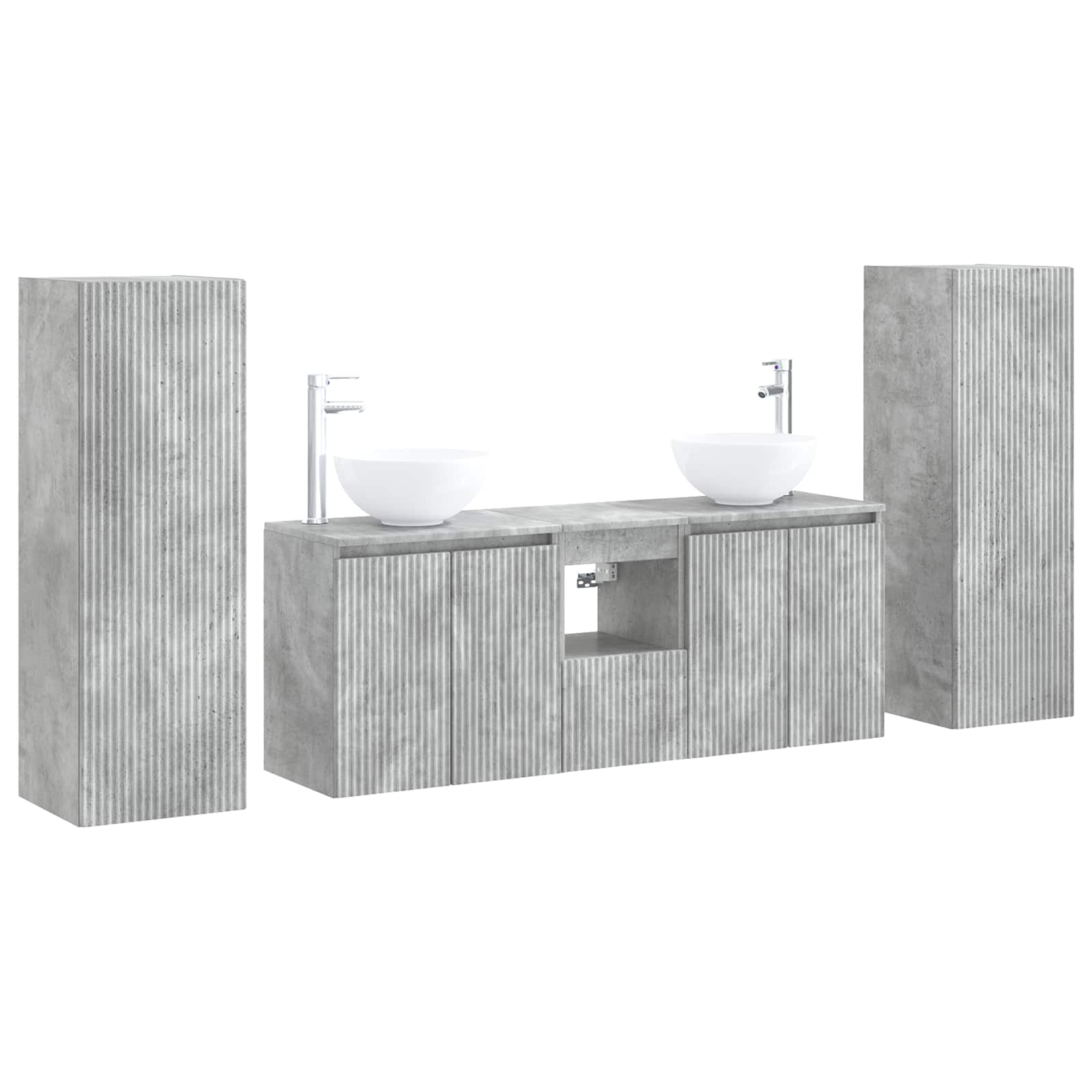 Badezimmermöbel-set 5 Stk. Betongrau 195 X 35 X 100 Cm Vidaxl