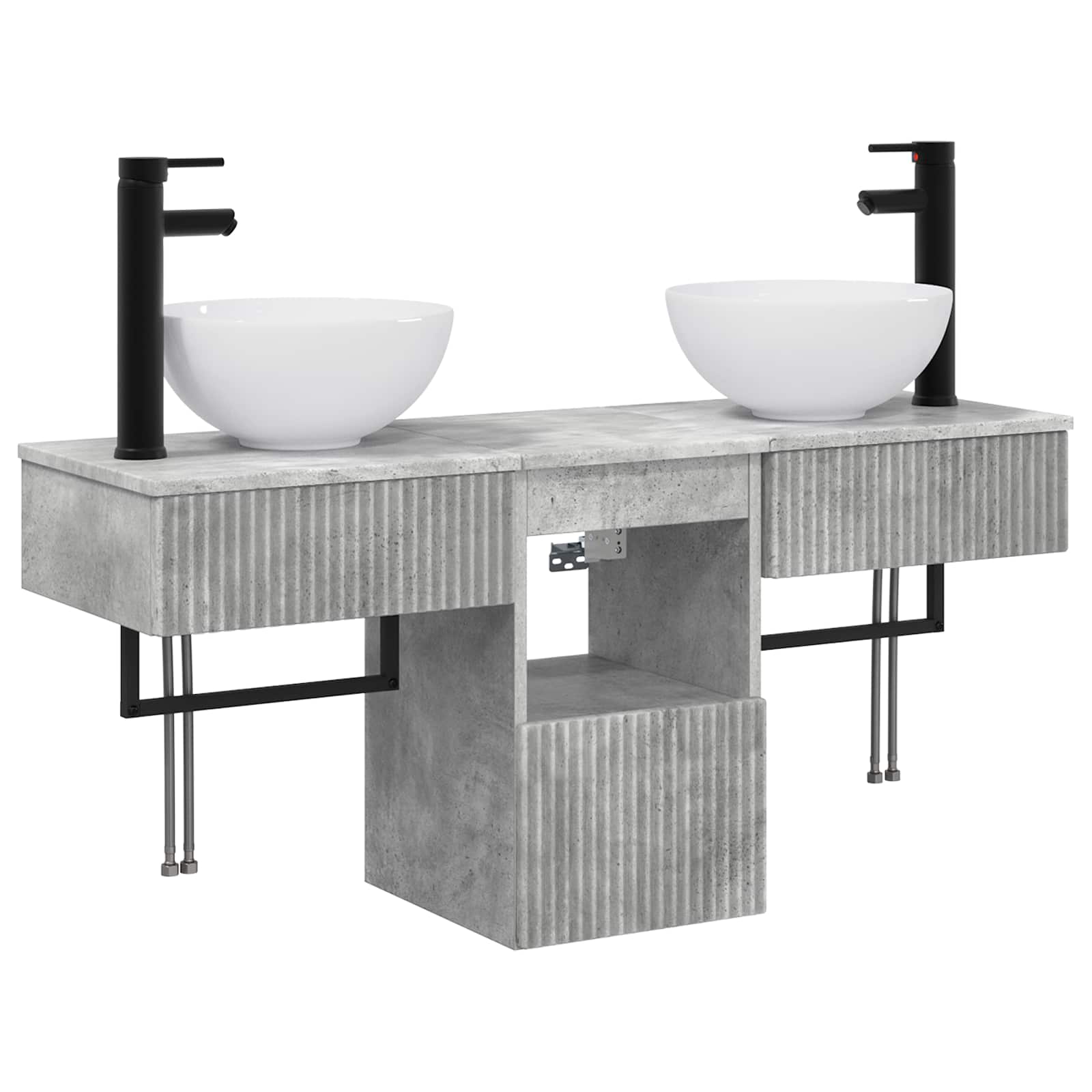 Badezimmermöbel-set 3 Stk. Betongrau 40 X 41 X 56 Cm Vidaxl