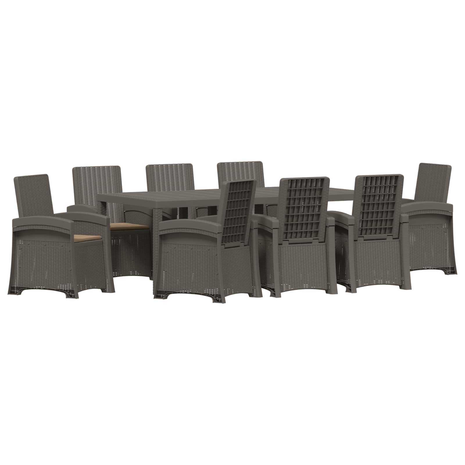 Garten Essgruppe 9 Stk. Hellgrau Und Taupe 200 Cm Pp Vidaxl
