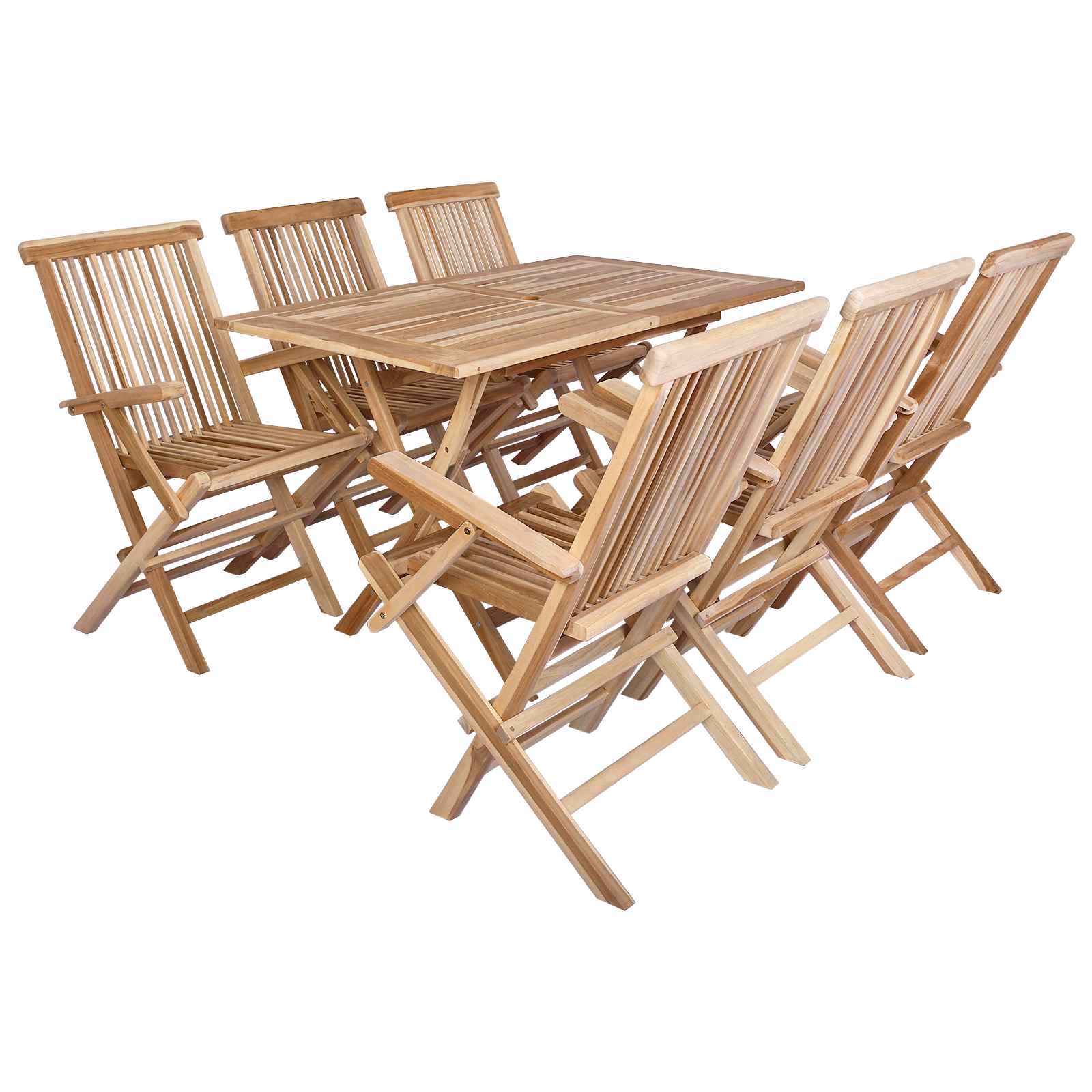Gartenmöbel Set 7 Stk. Natur 120 X 70 X 75,5 Cm Massivholz Teak Vidaxl
