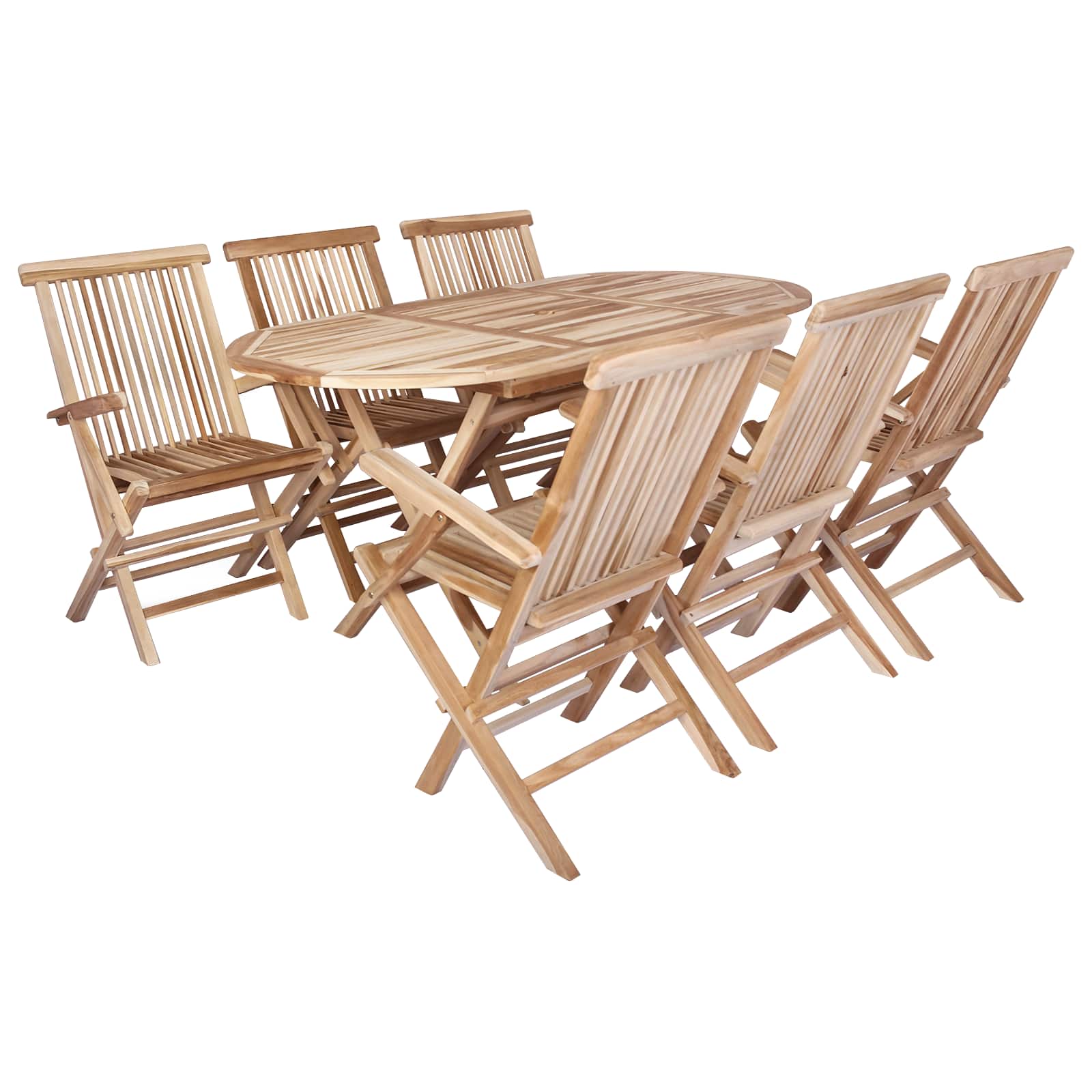 Gartenmöbel Set 7 Stk. Natur 160 X 80 X 76 Cm Massivholz Teak Vidaxl