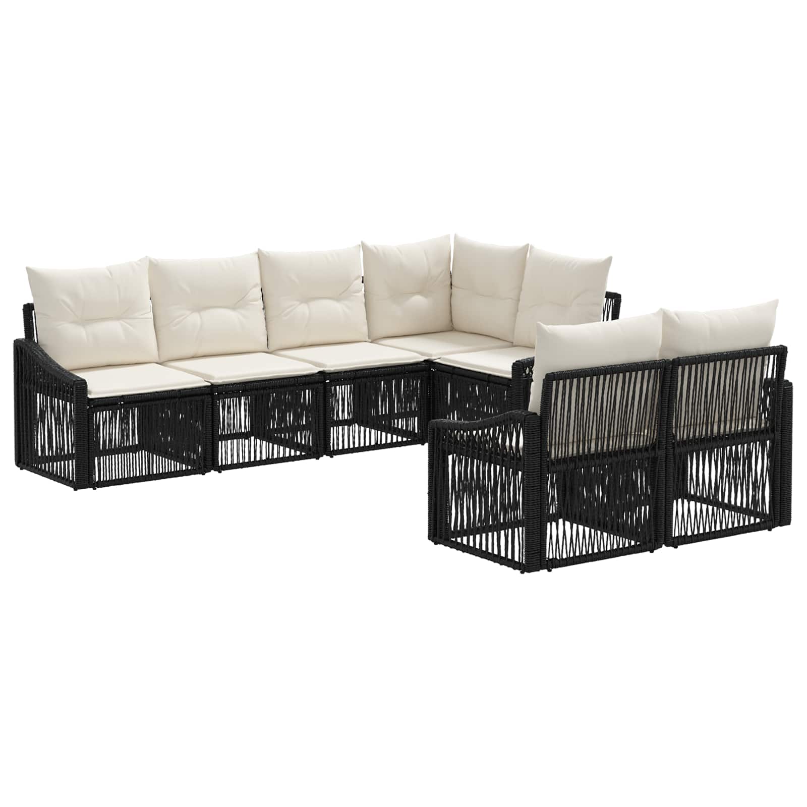 Gartensofa-set 7 Stk. 7-sitzer Schwarz Poly-rattan Vidaxl