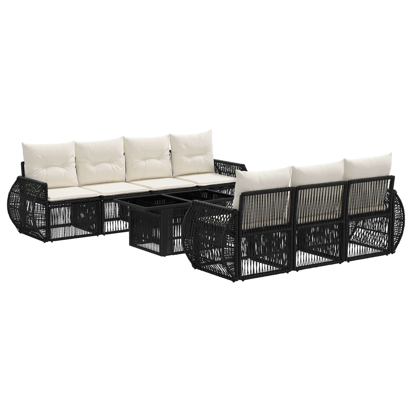 Gartensofa-set 8 Stk. Schwarz Und Cremeweiß 100 X 55 X 73 Cm Vidaxl