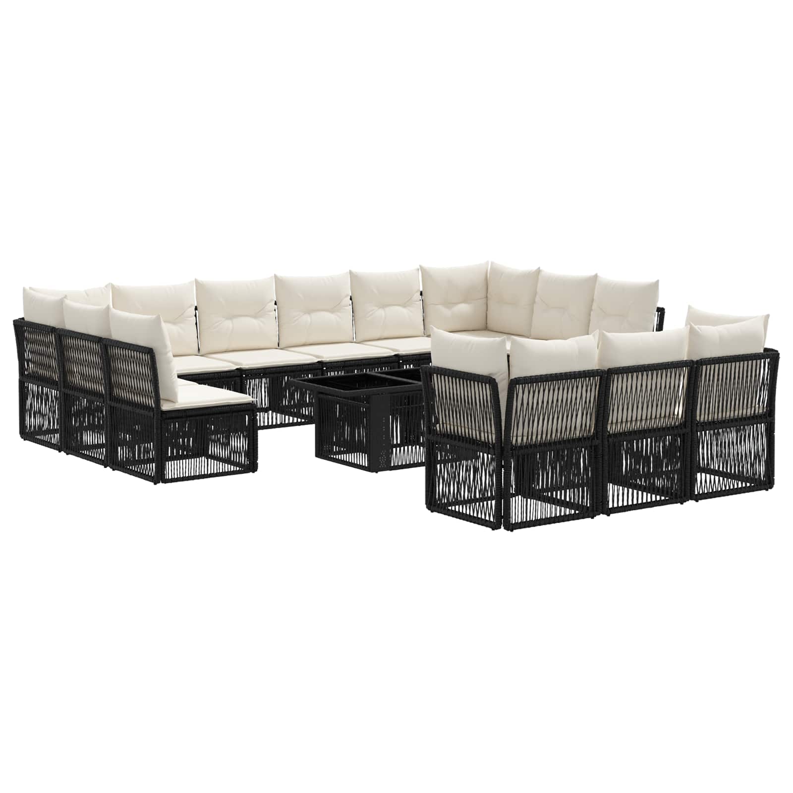 Gartensofa-set 14 Stk. Schwarz 100 X 55 X 73 Cm Poly-rattan Vidaxl