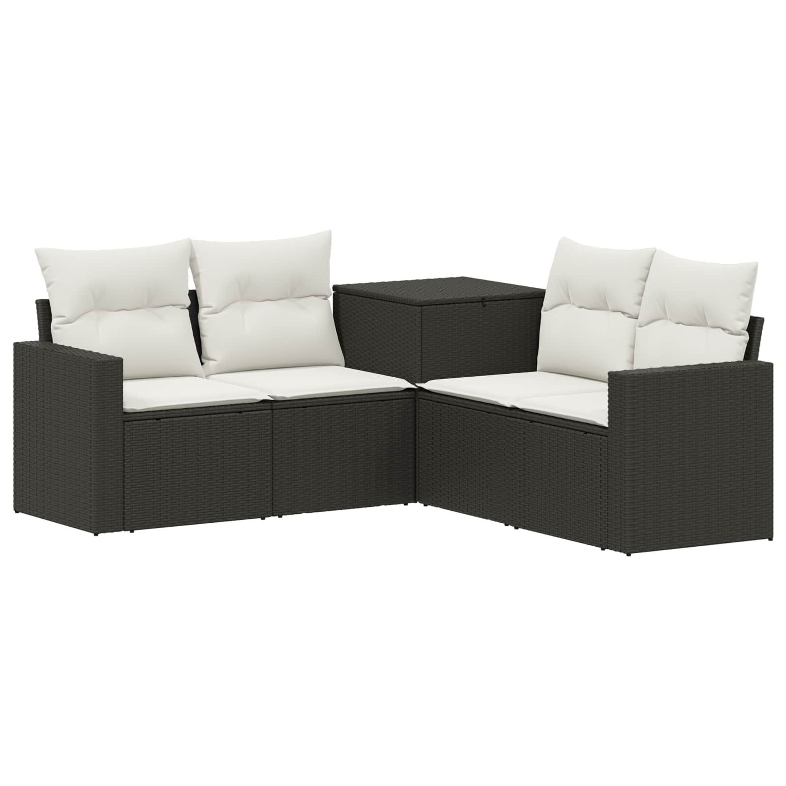 Vidaxl Sofa Set 5 Pcs Black And Cream White 182.5 X 182.5 X 85 Cm