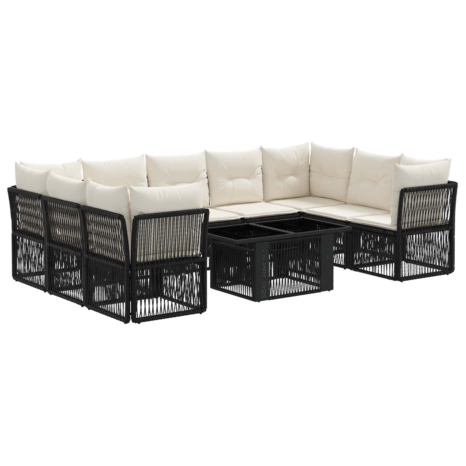 Gartensofa-set 10 Stk. Schwarz 100 X 55 X 73 Cm Poly-rattan Vidaxl