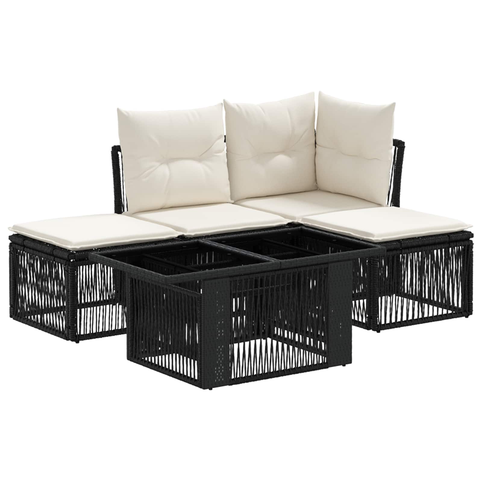 Gartensofa-set 5 Stk. Schwarz 100 X 55 X 73 Cm Poly-rattan Vidaxl